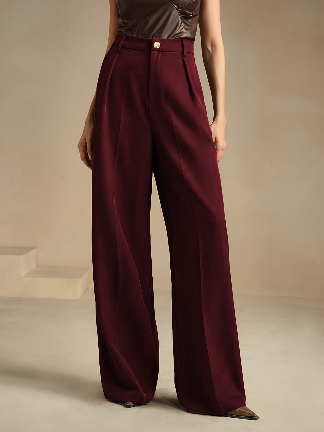 Women's Travel Pants Elegant Casual, Professional Button Pockets