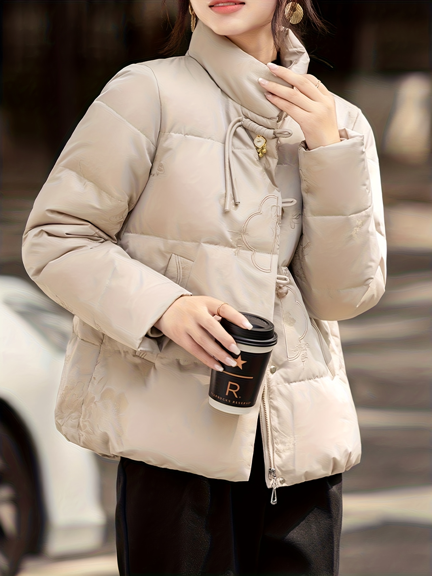 Women's New Winter White duck down Jacket Compatible for - White duck down Windproof Outerwear, Elegant Chinese Style Winter Coat with Pockets - Warm Cold Weather Jacket for Moms & Middle-Aged Women