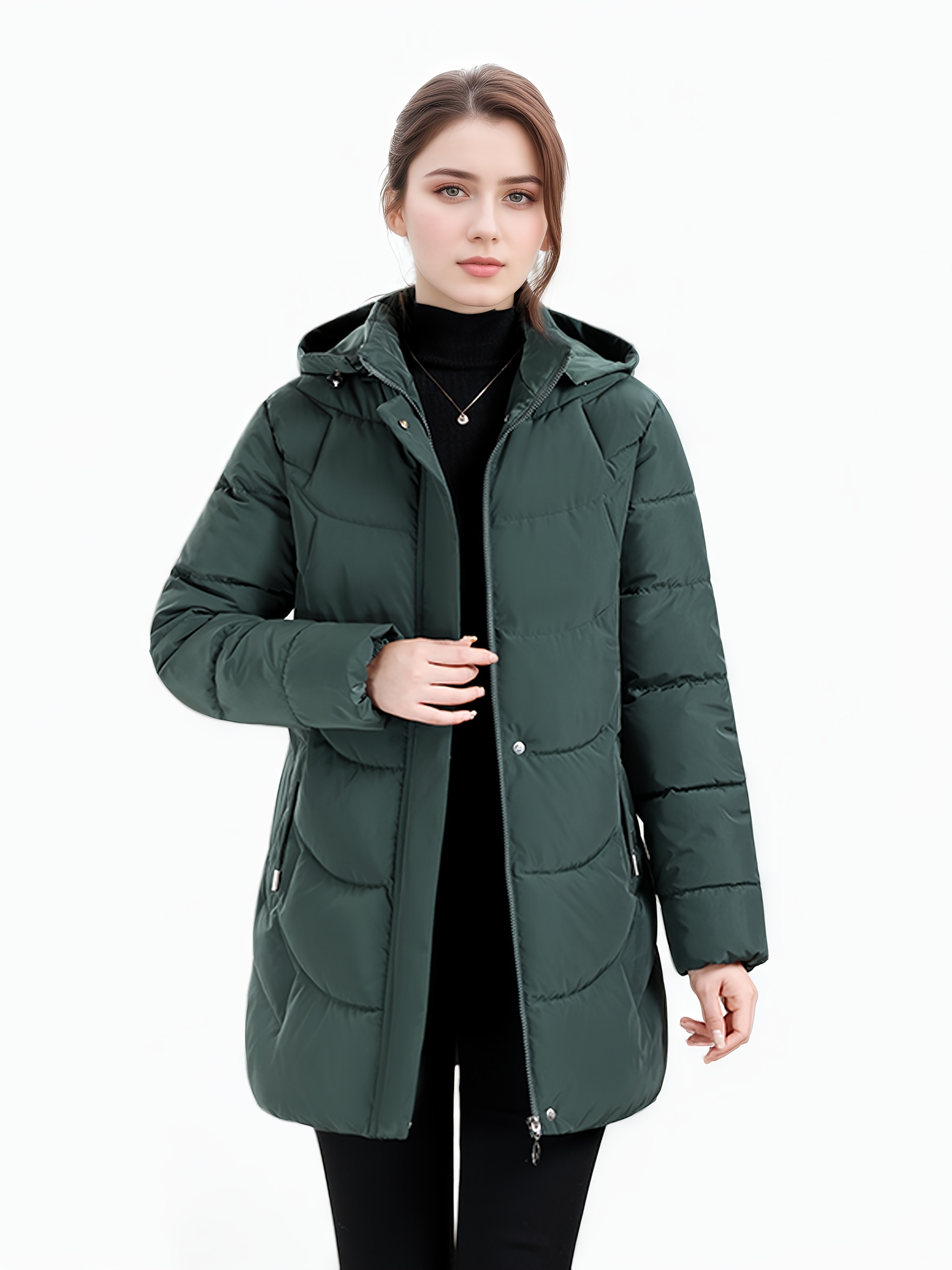 Women's New Autumn/Winter Padded Long Coat Fashion Christmas Gift Jacket with Hood